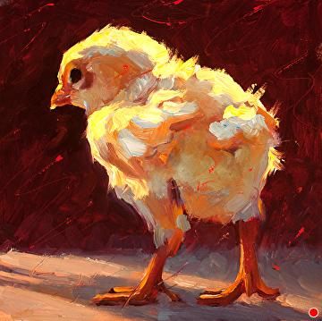 Scrappy Chick by Cheri Christensen Oil ~ 6 x 6 Cheri Christensen, Chicken Painting, Farm Art, Chicken Art, Wildlife Art, Birds Painting, Bird Art, Animal Paintings, Artist Art