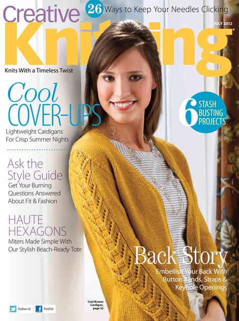 Creative Knitting 2012 07 Simply Knitting, Creative Knitting, Cross Stitch Collection, Crochet Magazine, Knitting Magazine, Knitting Books, Crochet Books, Free Knitting Patterns, Lightweight Cardigan