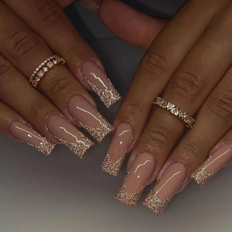 Glitter Rosa, Nice Nails, Coffin Press On Nails, Fake Nails With Glue, Nails Medium, New Nail Art, Square Head, Nail Length, Nails Long