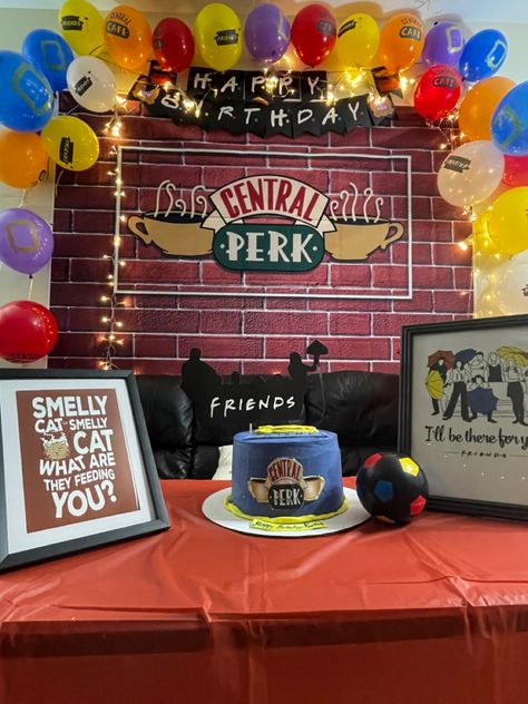 Central Perk Party Theme, Friends Themed Photo Booth, Friends Show Party Ideas, Highschool Hallway, Friends Themed Party Birthday, Bollywood Theme Party, Friends Birthday Party, 25th Bday, 30th Bday Party