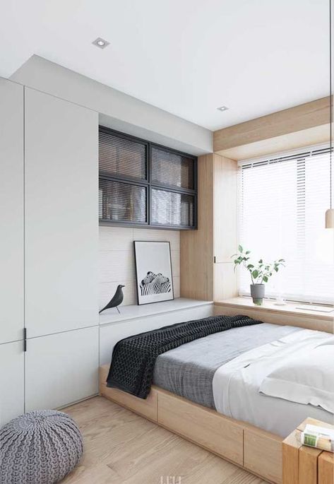 Tiny Bedroom Design, Small Bedroom Interior, Small Apartment Bedrooms, Small Bedroom Furniture, Small Room Design Bedroom, Desain Furnitur Modern, Creative Bedroom, Small Bedroom Designs, Small Bedroom Decor