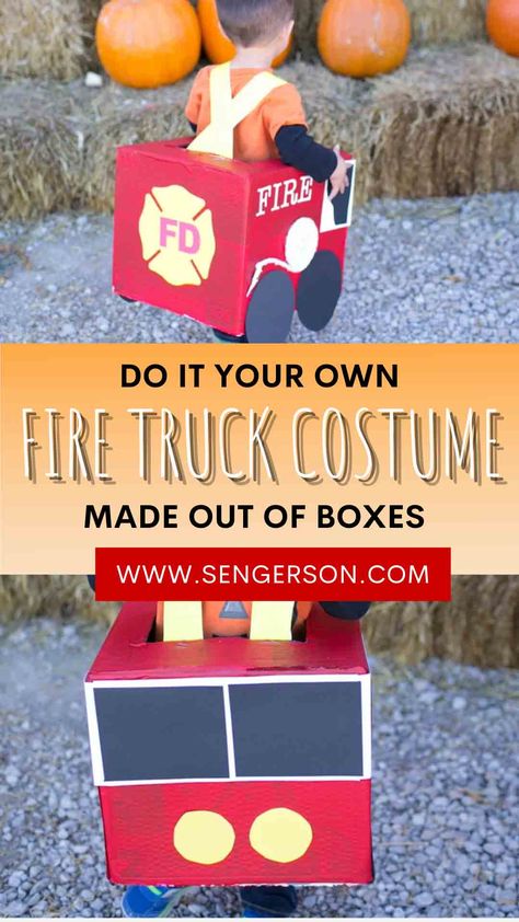 DIY Fire Truck Costume Homemade Firetruck Costume, Homemade Fire Truck Costume, Diy Fire Fighter Costume Kids, Fire Truck Halloween Costume, Diy Fire Hydrant Costume, Diy Truck Costume Toddler, Diy Fire Truck Costume, Firetruck Costume, Diy Fireman Costumes