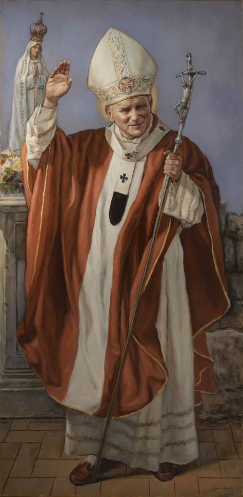 Pope John Paul Ii Art, Saint John Of The Cross, Saint John Paul Ii, St Pio Of Pietrelcina, Pope Saint John Paul Ii, Catholic Pictures, St John Paul Ii, Christian Images, Catholic Images