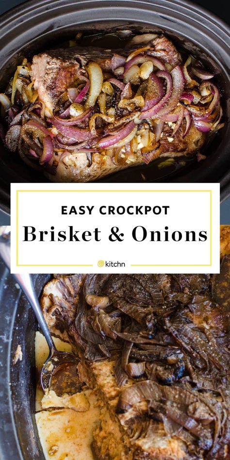 Slow Cooker Brisket and Onions Recipe Crockpot Brisket, Slow Cooker Brisket, Crock Pot Beef, Beef Brisket Recipes, Brisket Recipes, Onion Recipes, Crock Pot Slow Cooker, Kielbasa, Crockpot Recipes Slow Cooker