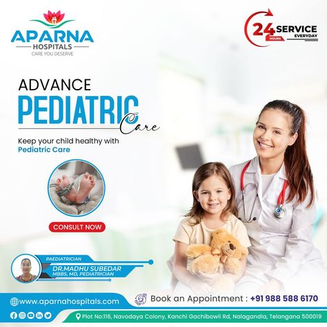 🌟 Exceptional pediatric care at Aparna Hospitals! 👨‍⚕️ Expert pediatric specialists for personalized care. 🌸 Comprehensive evaluations and effective treatments. 🌟 Trust our expertise for your child's well-being. 📲 Contact us at +91 988 588 6170 or visit aparnahospitals.com. . . #aparnahospitals #pediatrics #pediatrician #pediatricdentistry #pediatricchiropractor #pediatra #pediatri #pediatria #childrenhospital #pediatriccare #pediatriccancerawareness Digital Advertising Design, Pediatric Care, Children Hospital, Pediatric Dentistry, Digital Advertising, Care About You, Advertising Design, Healthy Kids, Pediatrics