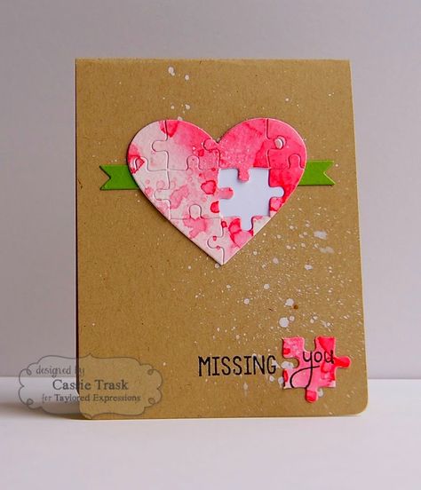 Thanks so much to everyone who took time to play along with last week's challenge during this busy holiday season!  There were some beautifu... Puzzle Piece Crafts, Miss You Cards, Puzzle Piece, Birthday Cards Diy, Diy Birthday Gifts, Creative Cards, Love Cards, Valentine Day Cards, Cute Cards