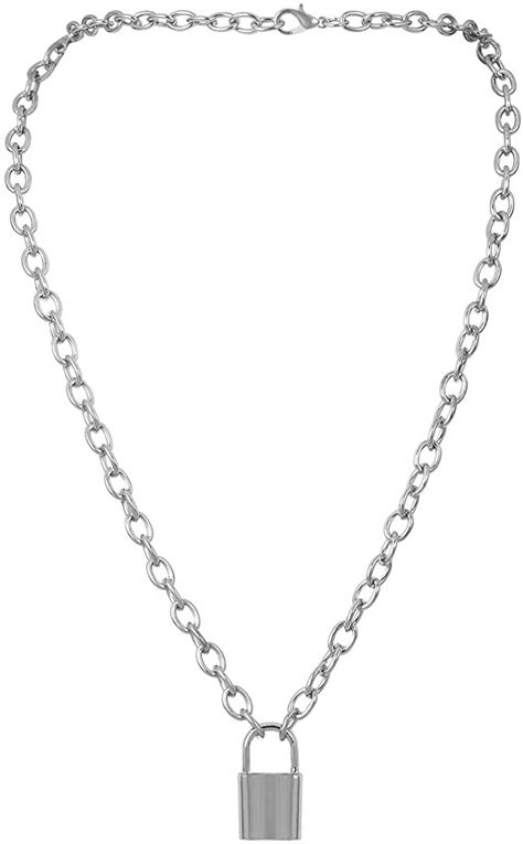 Amazon.com: 7th Moon Lock Pendant Necklace Statement Long Chain Punk Multilayer Choker Necklace for Women Girls (Silver) : Clothing, Shoes & Jewelry Engraved Locket, Lock Pendant, Pendant Necklace Simple, Cheap Necklaces, Presents For Boyfriend, Lock Necklace, Chain Fashion, Teardrop Necklace, Chain Choker Necklace