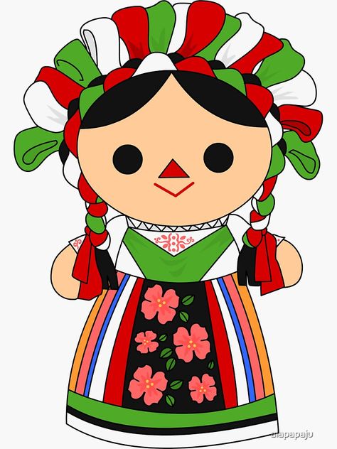 Pegatina «Maria 5 (Mexican Doll)» de alapapaju | Redbubble Mexican Party Decorations, Mexican Fiesta Party, Mexican Doll, Fiesta Theme Party, Mexican Party Theme, Fiesta Theme, Mexican Decor, Mexican Party, Hispanic Heritage