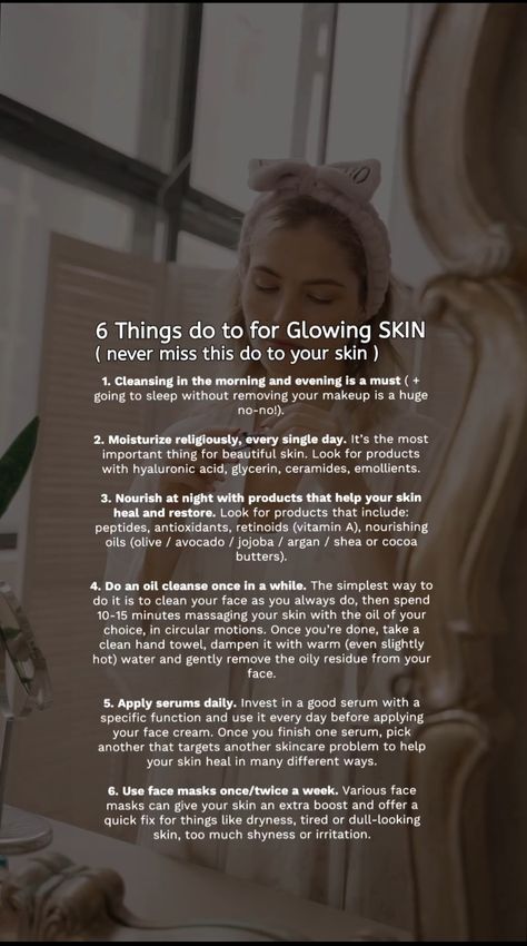 6 things do to for glowing skin ✨ How To Get Dewy Skin Naturally, Clear Skin Care Routine, Organised Mum, Clear Skin Diet, Skin Facts, Face Yoga Facial Exercises, Acne Free Skin, Website Marketing, Beauty Tips For Glowing Skin