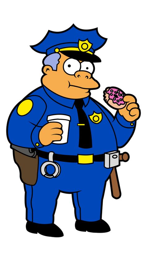 The immensely incompetent and irresponsible police officer is at what he does best, solving crimes whit donuts and coffee in our The Simpsons Chief Clancy Wiggum Sticker.. Chief Wiggum, Donut Drawing, Diego Go, Chicken Little, Nursery Art Boy, Safari Animal Prints, Sailor Saturn, Free Cartoons, Sailor Jupiter