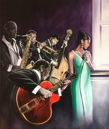 Jazz Room, The Cotton Club, Arte Jazz, Jazz Poster, Jazz Art, Music Painting, Cotton Club, Black Art Painting, Afrocentric Art