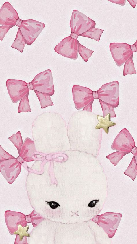 Pink Bunny Wallpaper, Pink Bunny Aesthetic Wallpaper, Cute Pink Bunny Wallpaper, Bunny And Strawberry Wallpaper, Cute Rabbit Cartoon Wallpaper Pink, Feminine Wallpaper, Minimalist Icons, Bunny Wallpaper, Soft Wallpaper