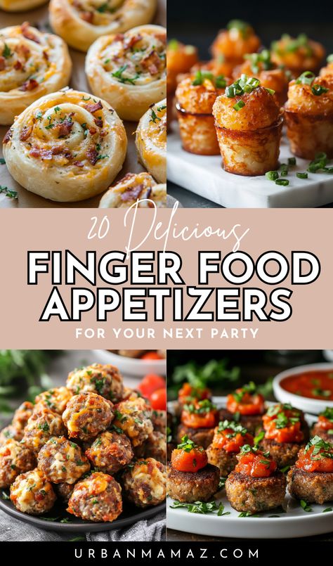 Finger Food Appetizers for Your Next Party Non Messy Party Food, Housewarming Appetizer Ideas, Appetizers For Supper Bowl, Best Horderves Appetizers, Bingo Food Ideas, Shareable Snacks For Party, Bookclub Appetizers Appetizer Ideas, Small Bites For Party, Upscale Appetizers For Party