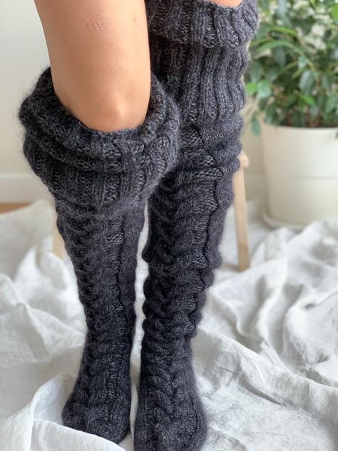 Wool Leg Warmers, Socks Knee High, Winter Stockings, Knit Boot Socks, Cable Knit Socks, Embroidered Socks, Fluffy Socks, Over The Knee Socks, Lace Socks