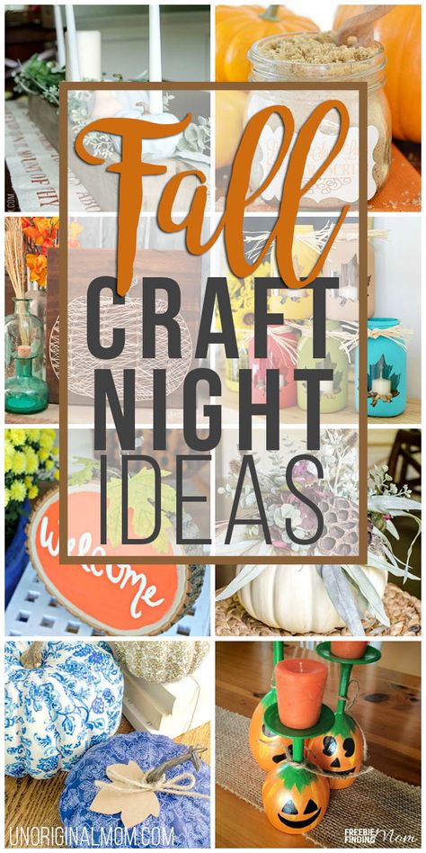 Fall craft night ideas - get crafty with some friends and host a fall craft night! Here's a great list of projects to do at your craft party. #craftnight #craftparty #fallcrafts Fall Craft Night Ideas, Fall Craft Night, Craft Night Ideas, Fall Crafts For Adults, Fall Craft Ideas, Girls Night Crafts, Kerajinan Diy, Fun Fall Crafts, Idee Cricut