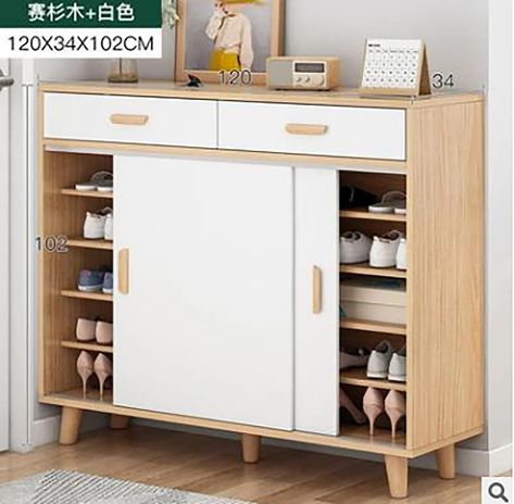 Corrigan Studio® Shoe Cabinet Home Entrance Modern Large Capacity Entrance Living Room | Wayfair Closed Shoe Rack, Shoe Rack Cabinet Design, Shoe Storage Design, Shoe Rack For Small Spaces, Shoe Cabinet Design, Shoe Organizers, Wooden Shoe Racks, Home Hall Design, Home Entrance