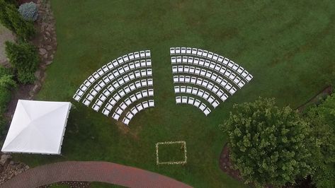 Curved Wedding Seating, Ceremony Chair Set Up, Outdoor Reception Decorations, Wedding Ceremony Chairs, Ceremony Decorations Outdoor, Wedding Jitters, Ceremony Chairs, Reception Seating, Ceremony Seating