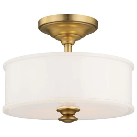 Minka Lavery Harbour Point 2-Light 13.5-in Liberty Gold Incandescent Semi-flush Mount Light in the Flush Mount Lighting department at Lowes.com Art Deco Ceiling Light, Hallway Light, Art Deco Ceiling, Gold Ceiling Light, Floor Lighting, Lighting The Way, Gold Ceiling, Nate Berkus, Minka Lavery