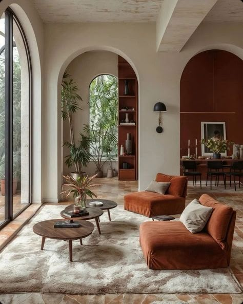 Terracotta Living Room, Velvet Sofas, Cream Living Rooms, Mid Century Modern Living Room, Retro Interior, Dream House Interior, Apartment Interior, New Classic, Living Room Inspiration