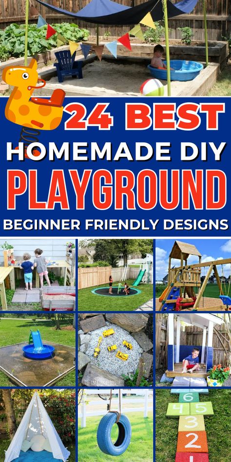 24 Innovative DIY Playground Designs to Delight Kids of All Ages Homemade Playground, Daycare Backyard, Diy Outdoor Play Area, Diy Playground Ideas, Forts For Kids, Diy Outdoor Play, Outside Playground, Yard Ideas For Kids, Diy Kids Playground