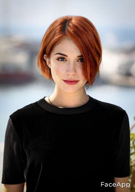 Red Hair Bob Haircut, Copper Short Hair, Front Bangs Hairstyles, Short Auburn Hair, Short Copper Hair, Short Pixie Bob Haircuts, Red Bob Hair, Copper Blonde Hair, Short Pixie Bob