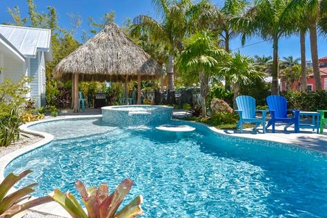 vacation rental with tiki hut Siesta Key Village, Dream Backyard Pool, Pools Backyard Inground, Swimming Pool Hot Tub, Swim Up Bar, Resort Style Pool, Dream Pools, Siesta Key, Backyard Pool Designs