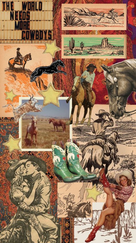 #vintage #western #cowboy #nature #horse #collage #collageart #cowgirl Vintage Western Aesthetic, Horse Collage, Americana Aesthetic, Western Prints, Cowboy Love, Cowboy Romance, Western Artwork, Cowboy Aesthetic, Western Wall Art