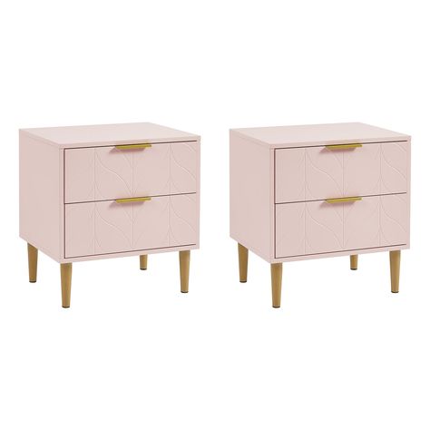 Pink Bedside Table, Pink Bedside Tables, Pink Nightstands, Tall Bedside Table, Drawer Dimensions, Bedside Table Set, Bedside Drawers, Gold Rooms, Wooden Garden Furniture