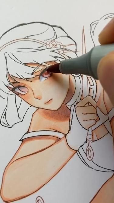 ☾~.~☕️follow me☕️~.~☾ How To Colour With Markers, Anime Drawing With Marker, Alcohol Markers Tips, Marker Color Drawing, Shading With Markers, Alcohol Marker Drawing Tutorial, Ohuhu Markers Art Anime, Color Pencil And Marker Art, Anime Drawing Markers