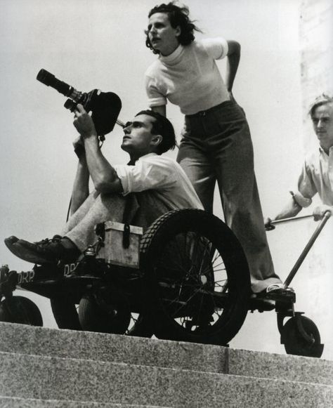 Leni Riefenstahl and Walter Frentz making the Olympia-Film in Berlin. Leni Riefenstahl, Berlin Olympics, Photo Arts, Rita Moreno, Foreign Film, Movie Director, Film History, B Movie, Art Films