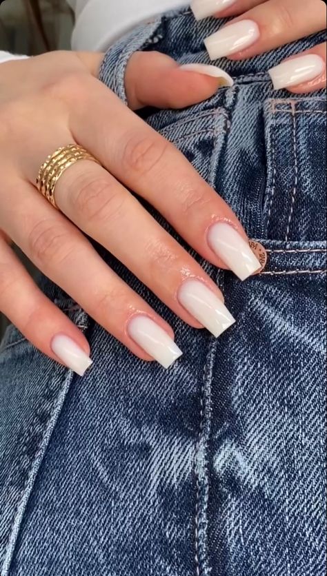 Manikur Kuku, Milky Nails, Simple Gel Nails, Basic Nails, Blush Nails, Casual Nails, Classy Acrylic Nails, Acrylic Nails Coffin Short, Nagel Inspo