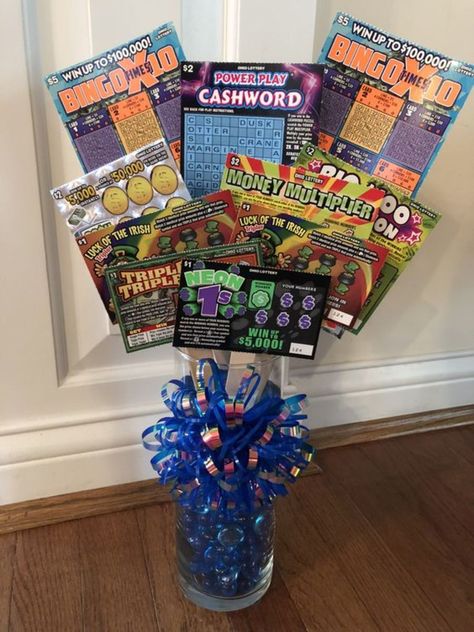 Gift Card And Lottery Ticket Basket, Lotto Bouquet Lottery Tickets, Lotto Tree Ideas Lottery Tickets, Lottery Tickets Bouquet, Lottery Ticket Bouquet 18th Birthday, Lottery Ticket Basket Raffle, Lottery Ticket Gift Ideas 18th Birthday, Lotto Ticket Raffle Basket, Holiday Lottery Ticket Gift Ideas