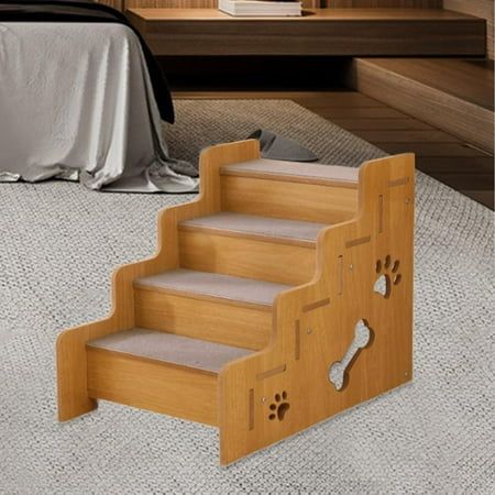 balikha Dog Stair Pet Stair Stable Portable Non Slip Lightweight for Small Medium Older Cat Dog Dog Ramp Dog Cat Ladder for Bed Couch 4 Steps.Dog step , pet stair is non slip design, which is stablePortable dog cat ladder suitable for high bed, sofa, couch, car, etcThis pet staircase features a multi tier design, making it easy for pets to climb up and downDog ramp for small medium older cat dog useMade of wooden material, this pet staircase is sturdy for long term useDog Stairs Wooden Step Dog Pet Steps For Bed, Stairs Wooden, Carpeted Stairs, Puppy Essentials, Cat Ladder, High Bed, Pet Ramp, Dog Stairs, Pet Stairs