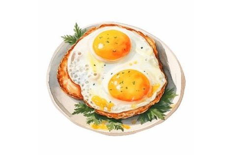 Watercolor Fried Eggs Eggs Fried, Fried Eggs, Printable Illustrations, Fried Egg, Creative Fabrica, Linux, Click Here, Mac, Illustrations