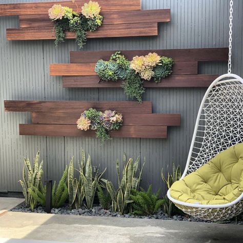 Check out our entire round-up of our favorite Instagram accounts for landscaping inspiration! | Landscape Design by  Mike Pyle Wall Garden Ideas, Succulent Wall Garden, Taman Diy, Garden Wall Designs, Jardim Diy, Landscaping Software, نباتات منزلية, Landscaping Inspiration, Vertical Garden Wall