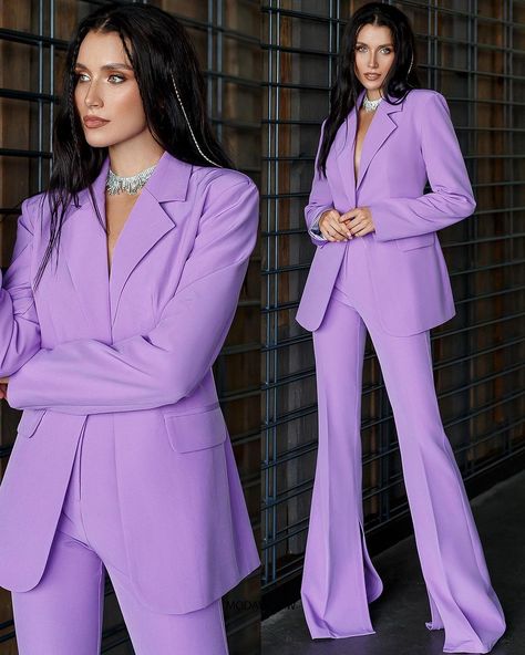 Lilac Coat, Graduation Suits, Birthday Outfit For Women, Elegant Blazers, Fasion Outfits, Woman Suit Fashion, Pantsuits For Women, Prom Outfits, Graduation Outfit