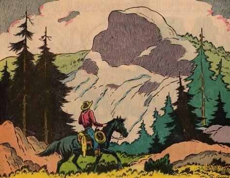 Cowboy Illustration, Vintage Cowboy, Yosemite National, Yosemite National Park, A Horse, The Vintage, National Park, Cowboy