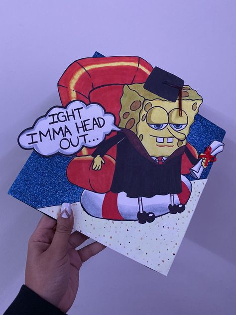 Mariah ♥️ on Twitter: "My grad cap 💛👩🏽‍🎓✌🏽😂 #umes #gradcap #graduation https://t.co/07OUb86j0y" / Twitter Spongebob Graduation Cap, Graduation Meme, Deadpool Pictures, Ight Imma Head Out, Graduation Cap Ideas, Nurse Graduation Cap, Diy Graduation Gifts, Graduation Cap Designs, Cap Ideas