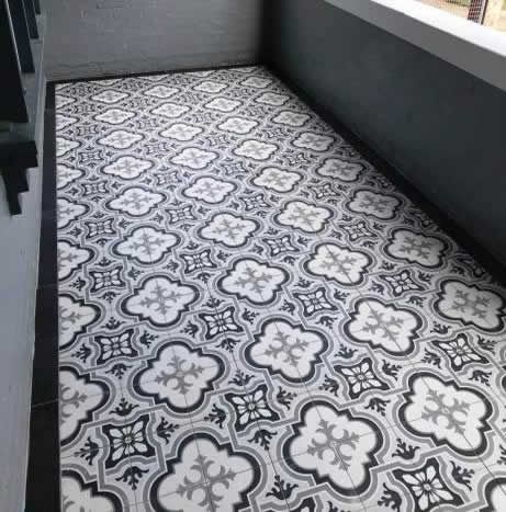 Sydney Tiles Moroccan Artisan Encaustic Reproduction Spanish Handmade Floor Wall Moroccon Bathrooms Tiles, Moroccon Floors, Balcony Tiles Floors, Ensuite Makeover, Powder Toilet, Bathroom Tile Renovation, Verandah Ideas, Moroccan Floor Tiles, Spanish Floor Tiles