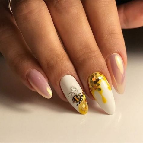 Marine Nails, Bee Nails, Unghie Nail Art, Water Nails, Sunflower Nails, Solid Color Nails, Pretty Nail Designs, Best Nail Art Designs, Manicures Designs