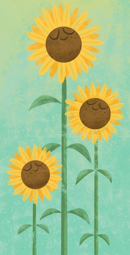 Cartoon Sunflower Wallpaper, Sunflower Cartoon Aesthetic, Sunflower Garden Drawing, Sunflower Bg Aesthetic, Sunflower Yellow Background, Sunflower Sketches, Honey Label Design, Sunflower Illustration, Sunflowers Background