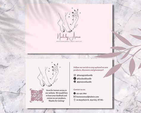 Nail Artist Business Cards, Beauty Business Cards Salons, Nail Salon Business Cards, Visit Card, Qr Code Generator, Beauty Business Cards, Lash Salon, Contact Card, Professional Business Card Design