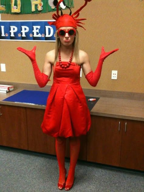 DIY Lobster Halloween Costume Idea Diy Lobster Costume, Lobster Halloween, Alice In Wonderland Costume Ideas, Wonderland Costume Ideas, Musical Makeup, Crab Costume, Lobster Costume, Best Costume Ever, Lobster Shirt