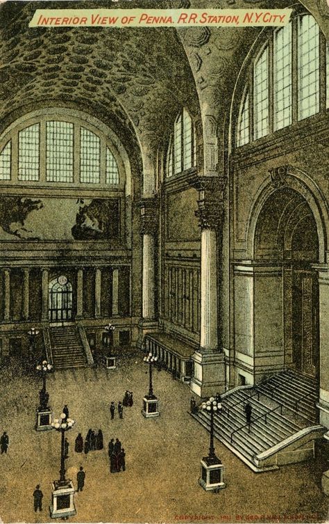 Penn Station Nyc, Vintage Places, Industrial Exterior, New York Landmarks, Nyc History, Vintage Nyc, City Postcard, Penn Station, New York Architecture