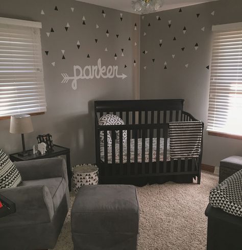 Nursery Dark Grey Nursery, Dark Gray Nursery, Pregnancy Aesthetic, Grey Cot, Nursery Paint, Black Baby Boys, Animal Nursery Theme, Baby Room Neutral, Nursery Room Inspiration