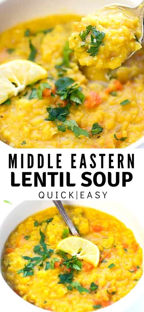 Middle Eastern Lentil Soup Recipe, Side Soup, Middle Eastern Lentil Soup, Nutritious Soup, Lentil Soup Recipe, Lentil Soup Recipes, Crockpot Soup Recipes, Eastern Cuisine, Lentil Recipes