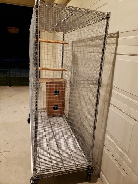 Homemade pre release cage for our squirrels Diy Squirrel Cage, Diy Squirrel Cage Ideas, Squirrel Cage Ideas, Homemade Chinchilla Cage, Squirrel Proof Garden, Diy Cages For Small Animals, Dollar Store Rat Cage Accessories, Naturalistic Rat Cage, Squirrel Home