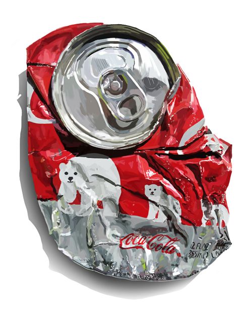 Squashed Art, Crushed Can, Coke Can Drawing, Coke Can Painting, Coke Can Photography, Diet Coke Illustration, Diet Coke Art, Organic Mechanic, Eye Sketch