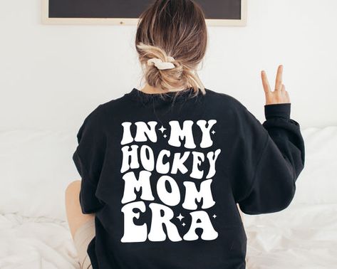 Mom Aesthetic, Mom Wardrobe, Black Crewneck Sweatshirt, Mom Era, Hockey Mom, Sweat Shirts, Black Crewneck, Sports Mom, Sand Color