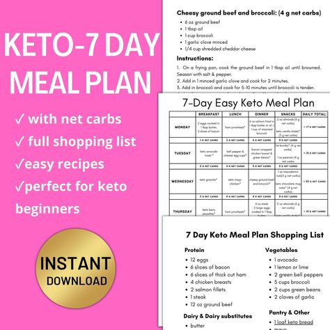 7 Day Keto Meal Plan, No Carb Food List, Meal Plan Keto, Easy Keto Meal Plan, Keto Grocery List, Ketogenic Diet Meal Plan, Keto Food List, Low Carb Diet Recipes, Diet Vegetarian